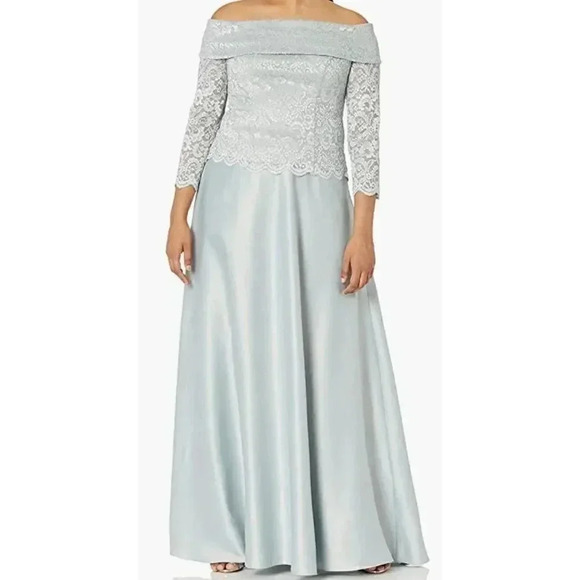 Cachet Women's Off The Shoulder Mother of The Bride Gown, Celadon, 12 - Picture 1 of 2